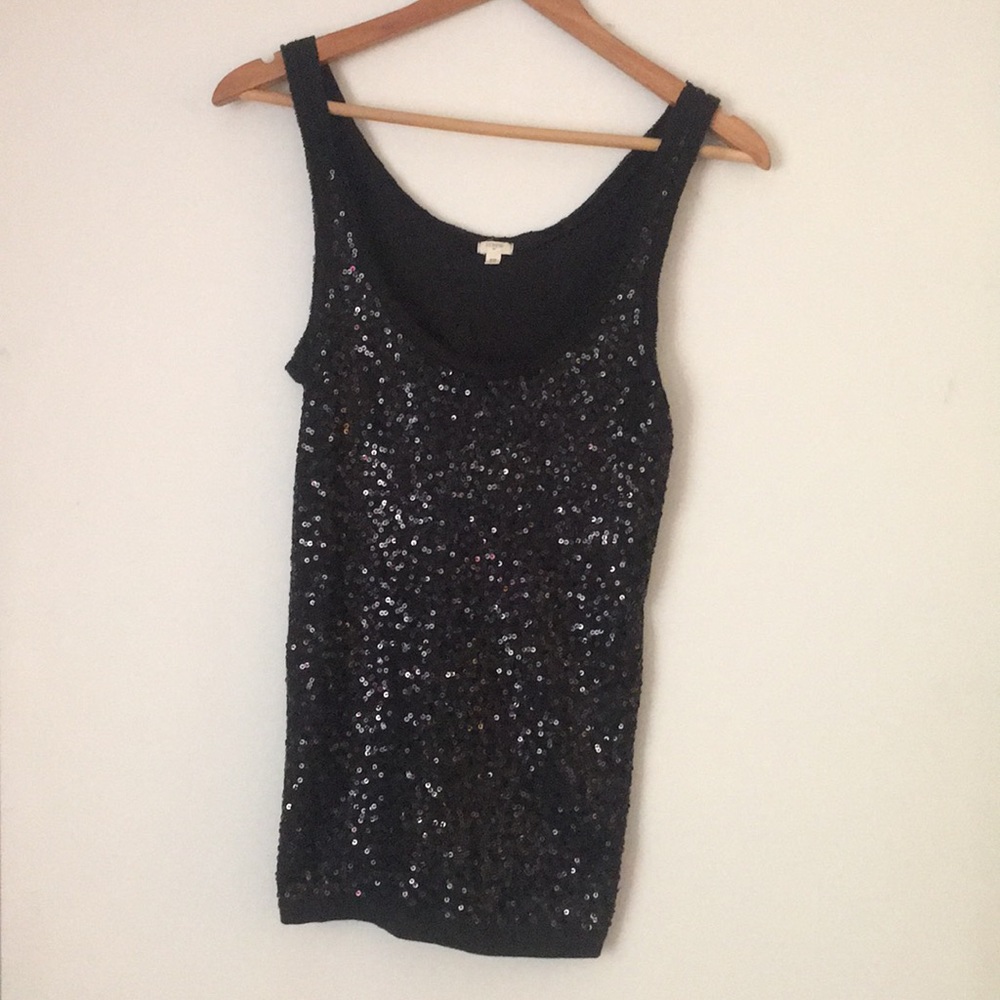 Sequined J.Crew Black Tank Top Jcrew
